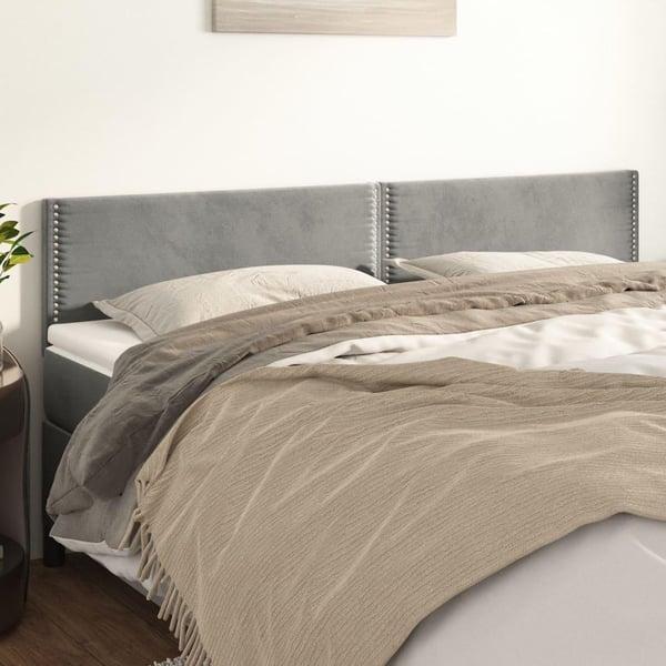 vidaXL sengegavle 2 stk. 100x5x78/88 cm fløjl lysegrå