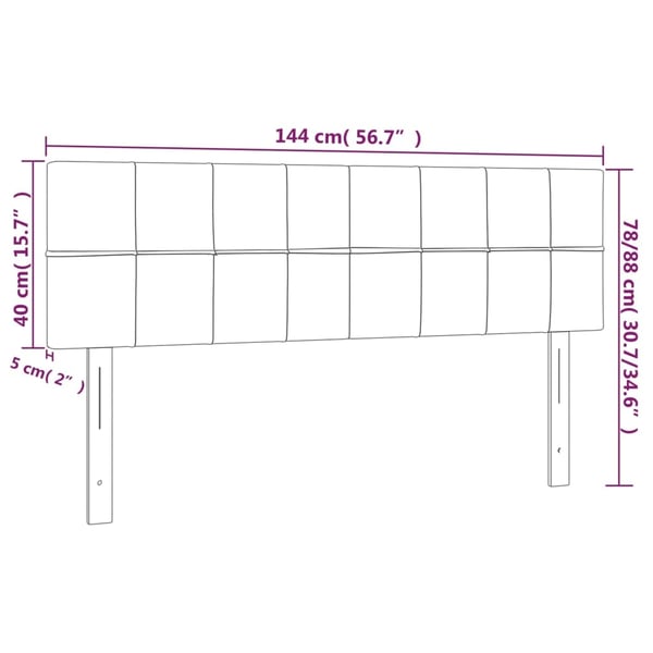vidaXL sengegavle 2 stk. 72x5x78/88 cm stof lysegrå