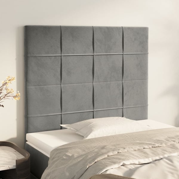 vidaXL sengegavle 2 stk. 90x5x78/88 cm fløjl lysegrå