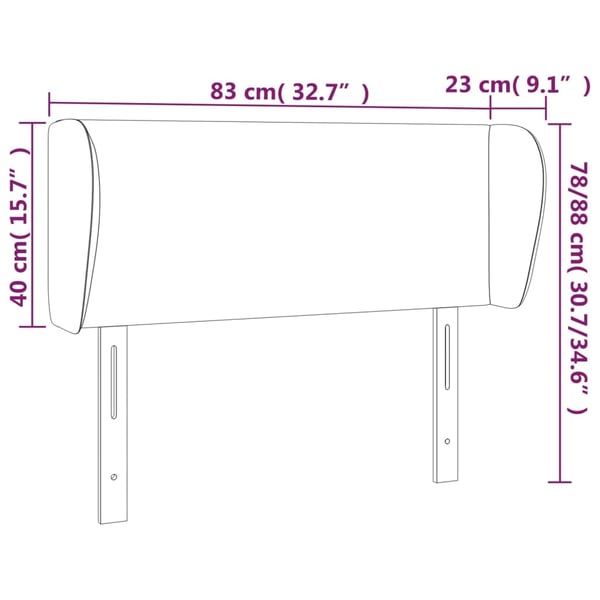 vidaXL sengegavl med kanter 83x23x78/88 cm fløjl mørkeblå