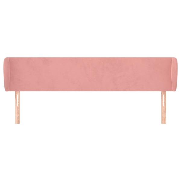 vidaXL sengegavl med kanter 163x23x78/88 cm fløjl lyserød