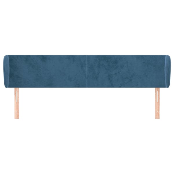 vidaXL sengegavl med kanter 203x23x78/88 cm fløjl mørkeblå