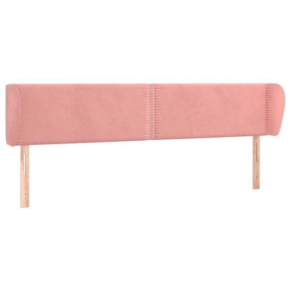 vidaXL sengegavl med kanter 163x23x78/88 cm fløjl lyserød