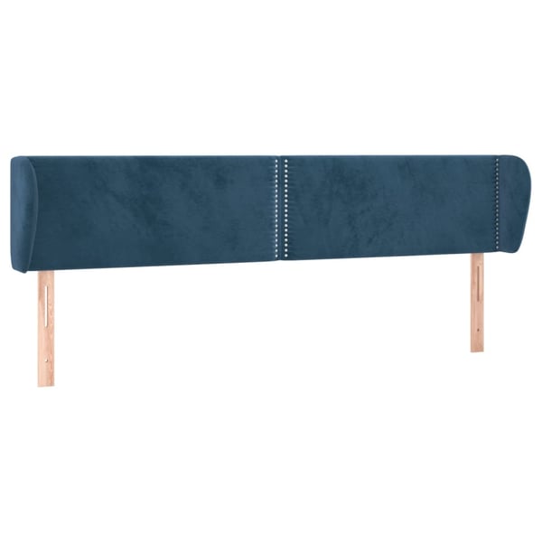 vidaXL sengegavl med kanter 163x23x78/88 cm fløjl mørkeblå