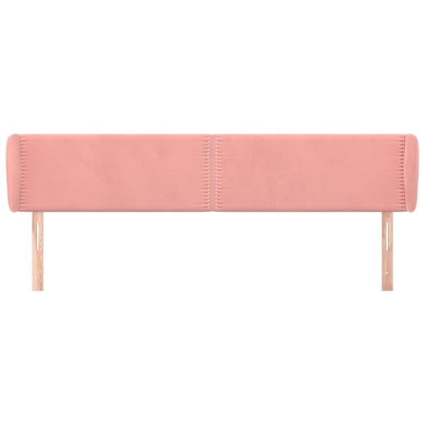 vidaXL sengegavl med kanter 203x23x78/88 cm fløjl lyserød