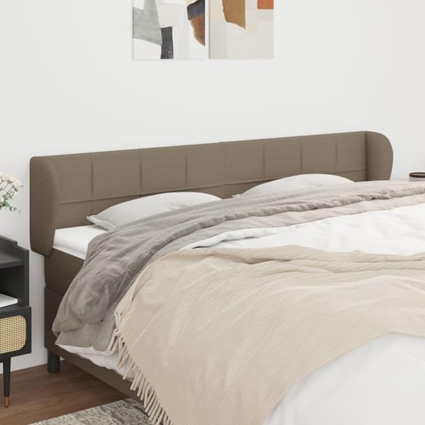 vidaXL sengegavl med kanter 183x23x78/88 cm stof gråbrun