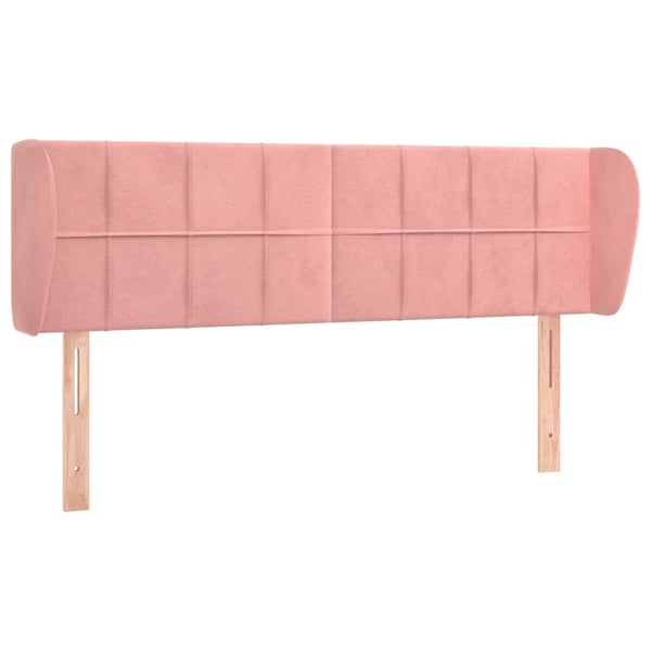 vidaXL sengegavl med kanter 147x23x78/88 cm fløjl lyserød