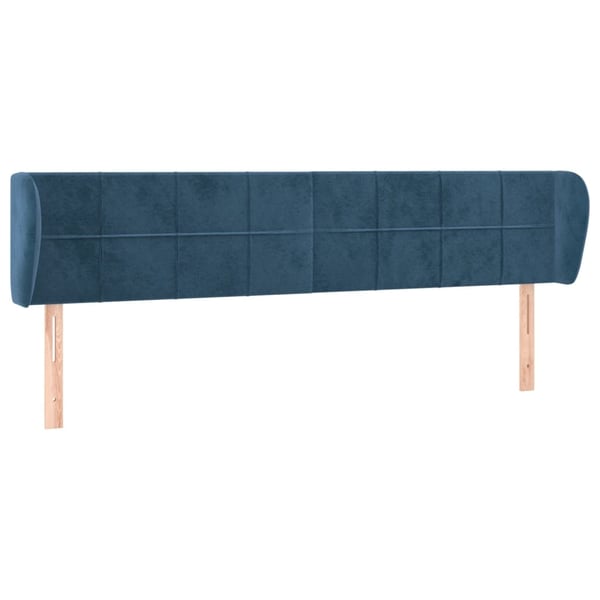 vidaXL sengegavl med kanter 163x23x78/88 cm fløjl mørkeblå