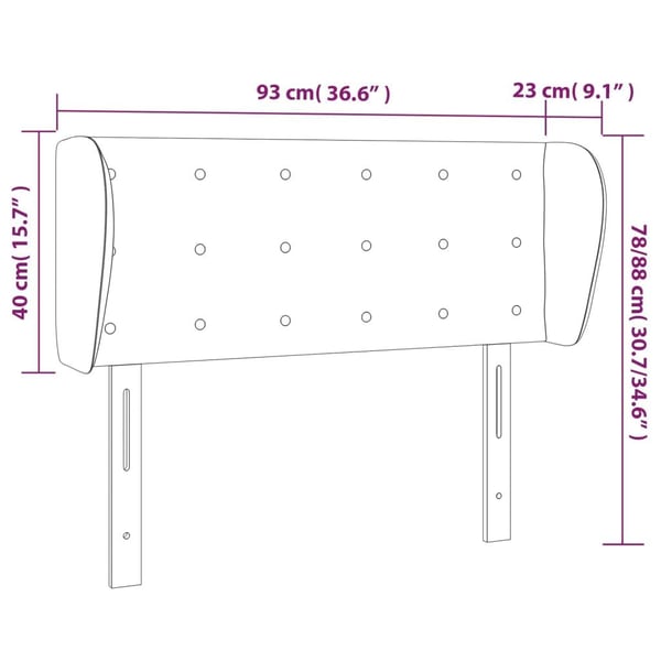 vidaXL sengegavl med kanter 93x23x78/88 cm kunstlæder grå