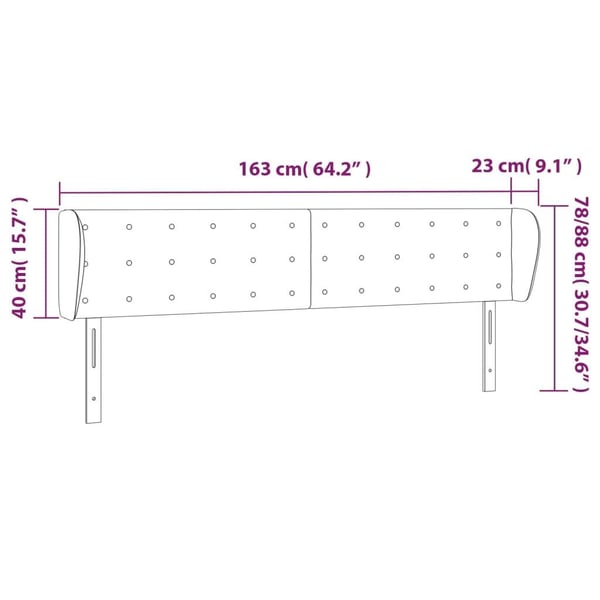 vidaXL sengegavl med kanter 163x23x78/88 cm kunstlæder hvid