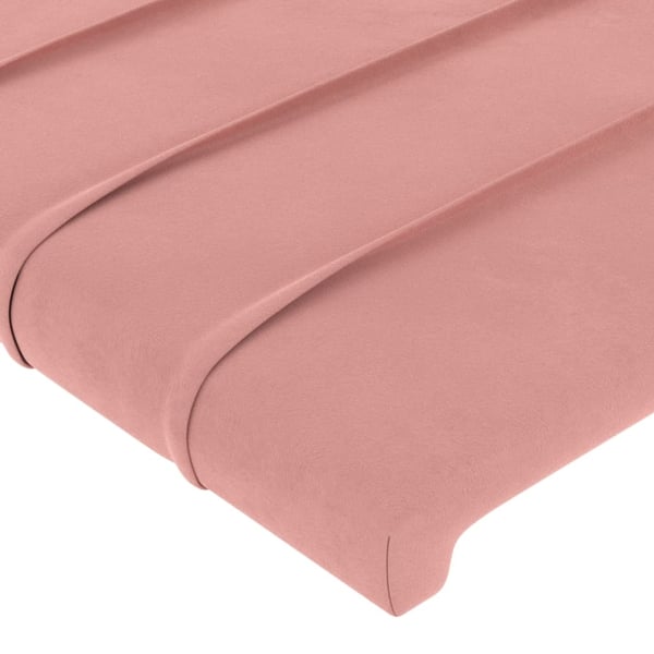 vidaXL sengegavl med kanter 83x23x78/88 cm fløjl lyserød