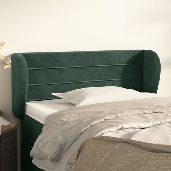 vidaXL sengegavl med kanter 103x23x78/88 cm fløjl mørkegrøn