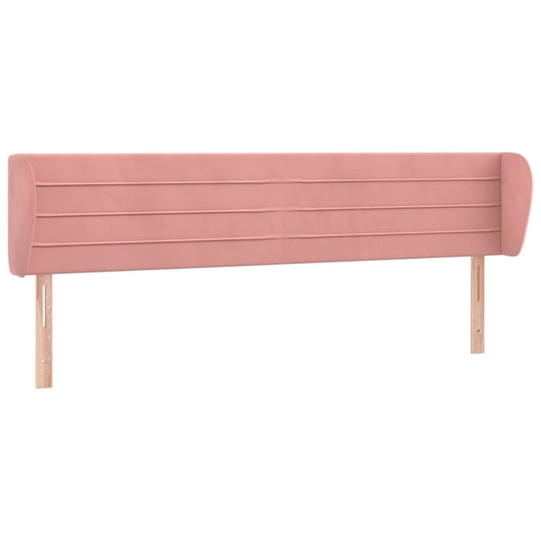 vidaXL sengegavl med kanter 163x23x78/88 cm fløjl lyserød