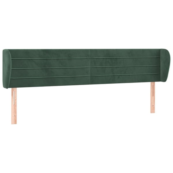 vidaXL sengegavl med kanter 163x23x78/88 cm fløjl mørkegrøn
