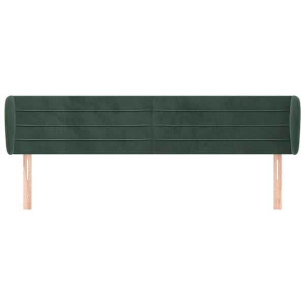 vidaXL sengegavl med kanter 203x23x78/88 cm fløjl mørkegrøn