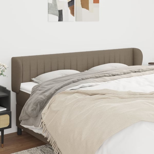 vidaXL sengegavl med kanter 163x23x78/88 cm stof gråbrun
