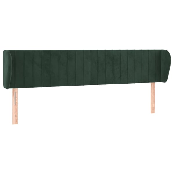 vidaXL sengegavl med kanter 183x23x78/88 cm fløjl mørkegrøn