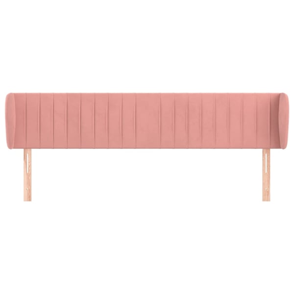 vidaXL sengegavl med kanter 183x23x78/88 cm fløjl lyserød