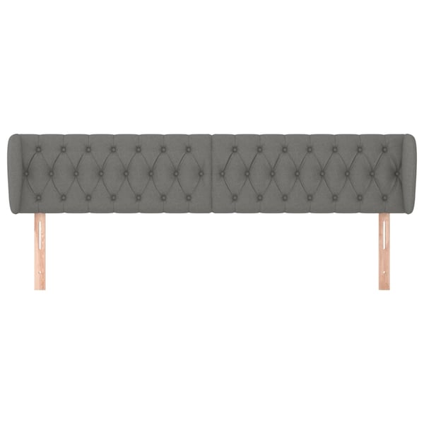 vidaXL sengegavl med kanter 203x23x78/88 cm stof mørkegrå