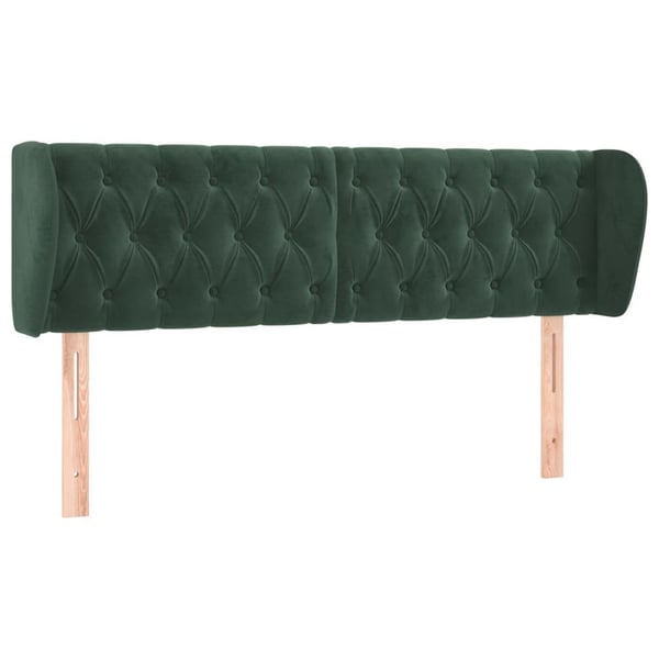 vidaXL sengegavl med kanter 163x23x78/88 cm fløjl mørkegrøn