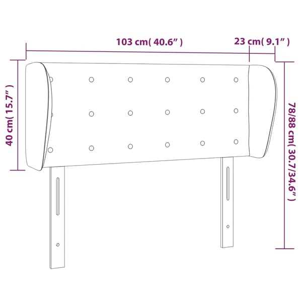 vidaXL sengegavl med kanter 103x23x78/88 cm fløjl mørkeblå