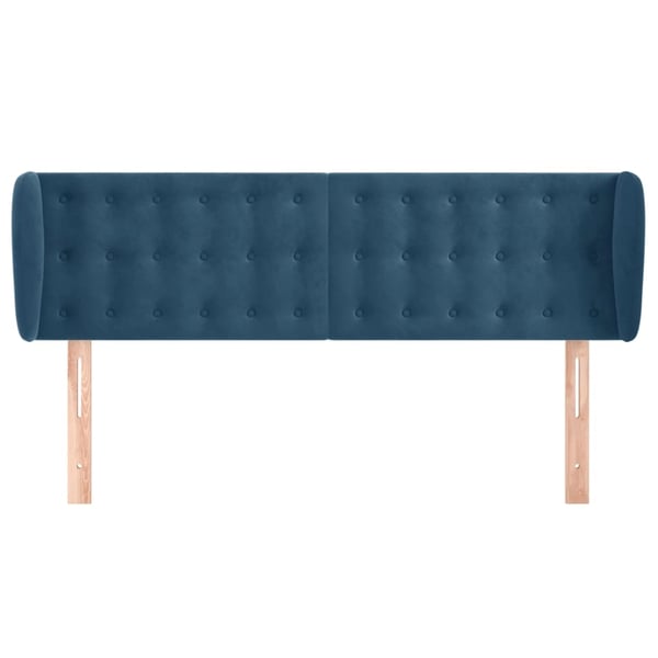 vidaXL sengegavl med kanter 147x23x78/88 cm fløjl mørkeblå