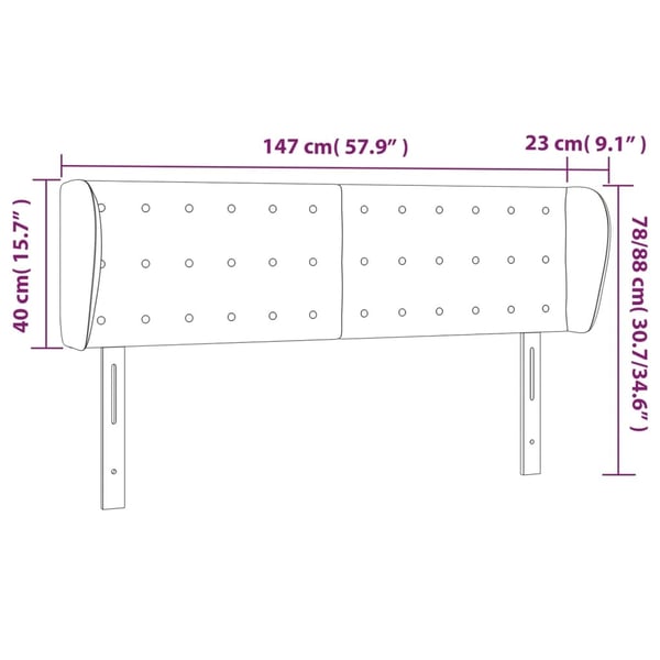 vidaXL sengegavl med kanter 147x23x78/88 cm fløjl lyserød