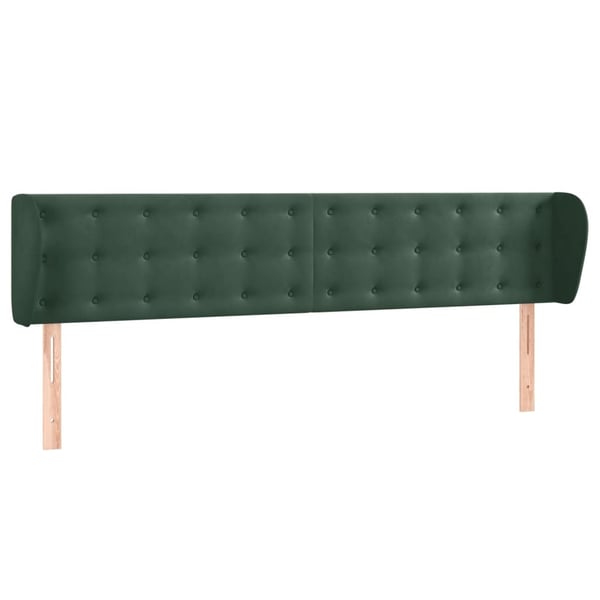 vidaXL sengegavl med kanter 203x23x78/88 cm fløjl mørkegrøn