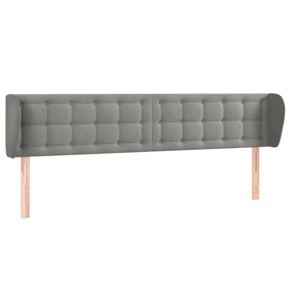 vidaXL sengegavl med kanter 203x23x78/88cm fløjl lysegrå