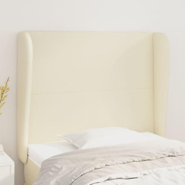 vidaXL sengegavl med kanter 93x23x118/128 cm kunstlæder cremefarvet