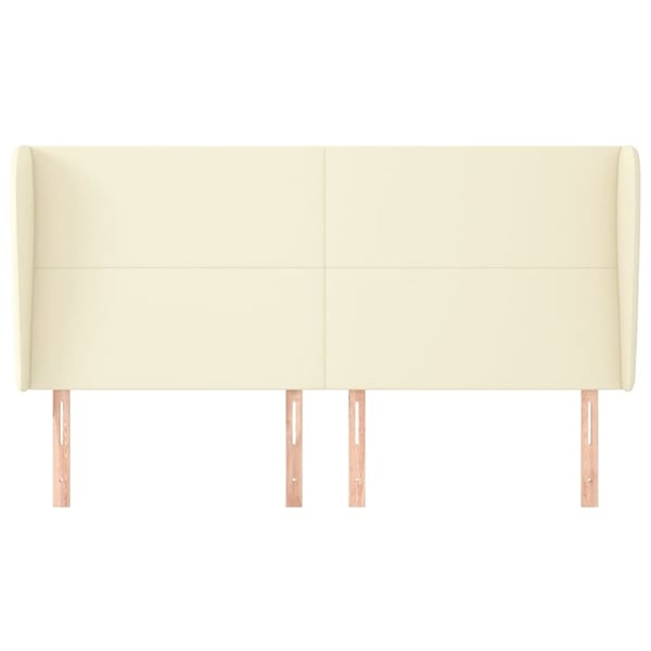vidaXL sengegavl med kanter 203x23x118/128 cm kunstlæder cremefarvet