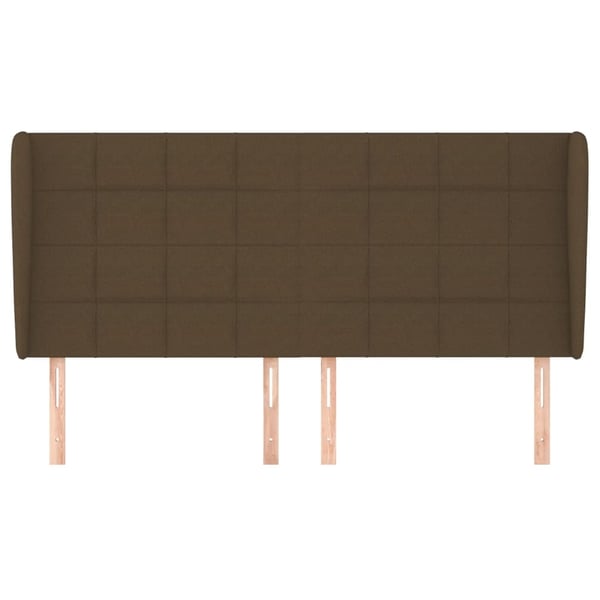 vidaXL sengegavl med kanter 163x23x118/128 cm stof mørkebrun