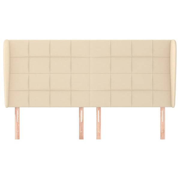 vidaXL sengegavl med kanter 203x23x118/128 cm stof cremefarvet