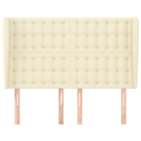 vidaXL sengegavl med kanter 147x23x118/128 cm kunstlæder cremefarvet