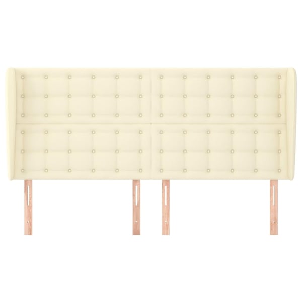 vidaXL sengegavl med kanter 203x23x118/128 cm kunstlæder cremefarvet