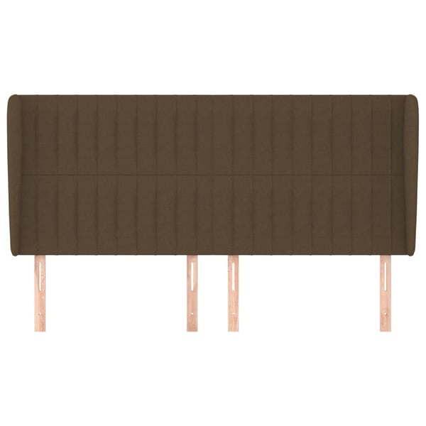 vidaXL sengegavl med kanter 203x23x118/128 cm stof mørkebrun