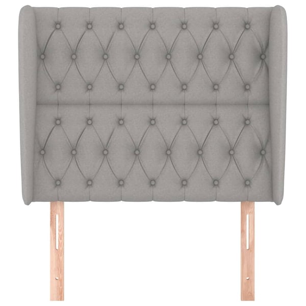 vidaXL sengegavl med kanter 93x23x118/128 cm stof lysegrå