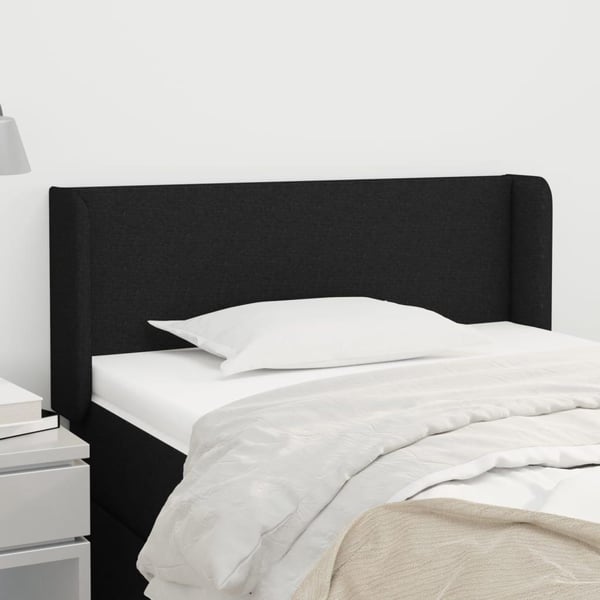 vidaXL sengegavl med kanter 93x16x78/88 cm stof sort