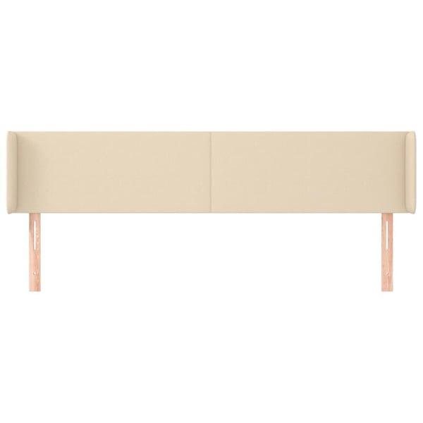 vidaXL sengegavl med kanter 163x16x78/88 cm stof cremefarvet