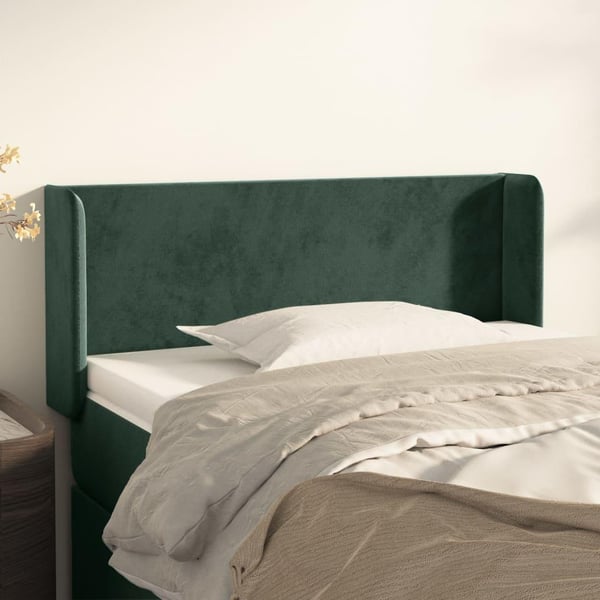 vidaXL sengegavl med kanter 83x16x78/88 cm fløjl mørkegrøn
