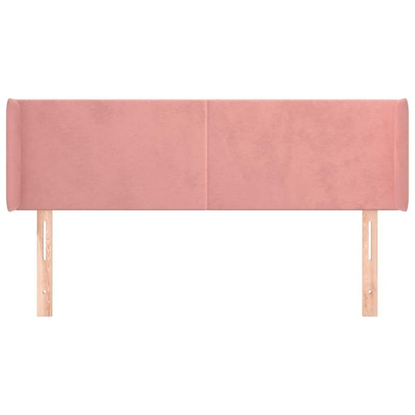 vidaXL sengegavl med kanter 147x16x78/88 cm fløjl lyserød