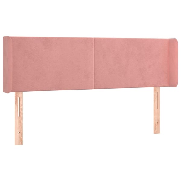 vidaXL sengegavl med kanter 147x16x78/88 cm fløjl lyserød