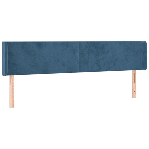 vidaXL sengegavl med kanter 163x16x78/88 cm fløjl mørkeblå