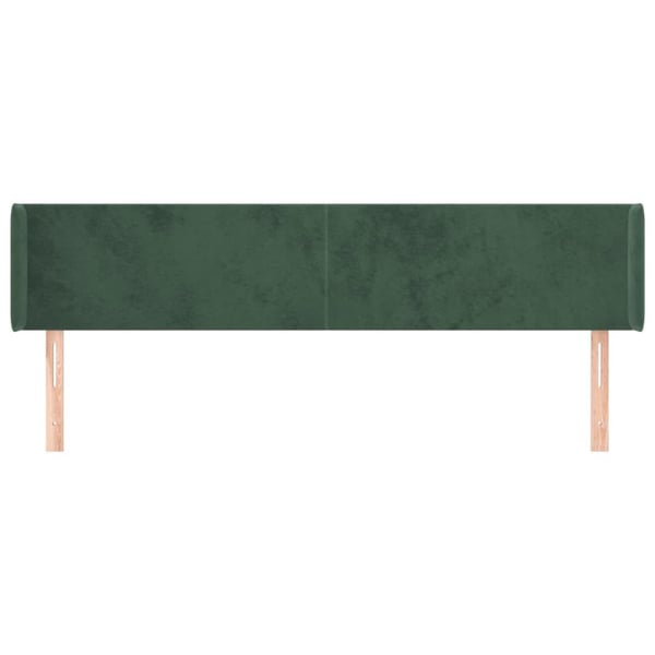 vidaXL sengegavl med kanter 203x16x78/88 cm fløjl mørkegrøn
