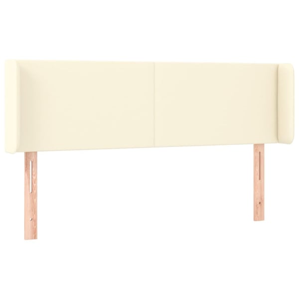 vidaXL sengegavl med kanter 147x16x78/88 cm kunstlæder cremefarvet