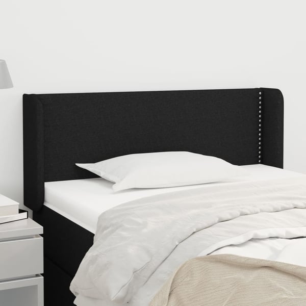 vidaXL sengegavl med kanter 93x16x78/88 cm stof sort