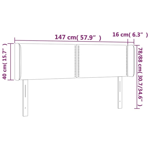 vidaXL sengegavl med kanter 147x16x78/88 cm stof sort