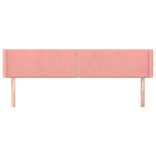 vidaXL sengegavl med kanter 203x16x78/88 cm fløjl lyserød