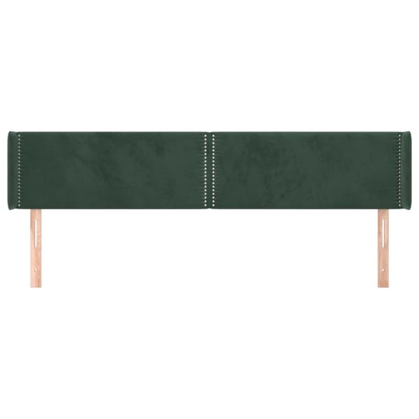 vidaXL sengegavl med kanter 203x16x78/88 cm fløjl mørkegrøn