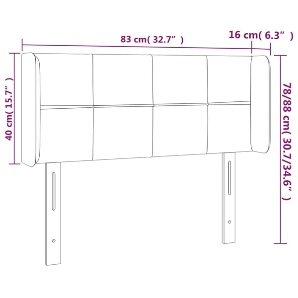 vidaXL sengegavl med kanter 83x16x78/128 cm stof mørkebrun
